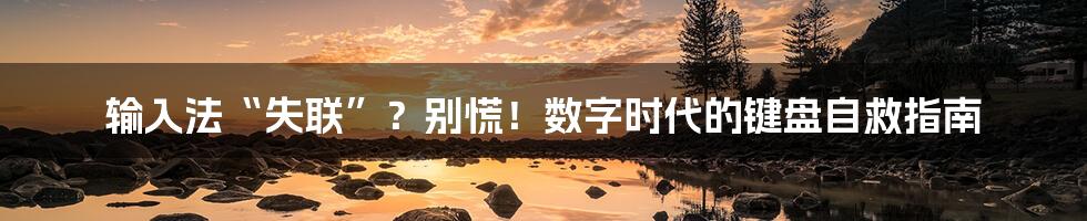 输入法“失联”？别慌！数字时代的键盘自救指南