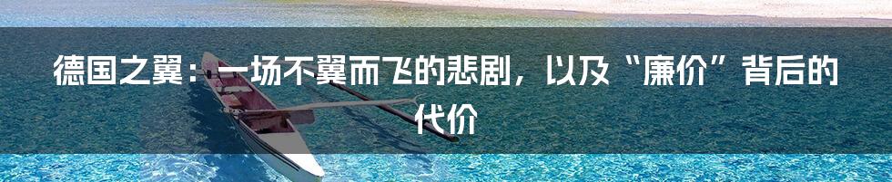 德国之翼：一场不翼而飞的悲剧，以及“廉价”背后的代价