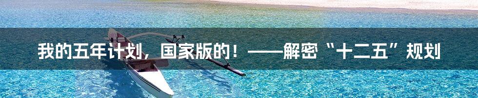 我的五年计划，国家版的！——解密“十二五”规划