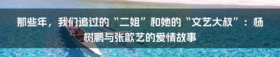 那些年，我们追过的“二姐”和她的“文艺大叔”：杨树鹏与张歆艺的爱情故事