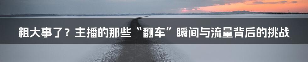 粗大事了?主播的那些“翻车”瞬间与流量背后的挑战