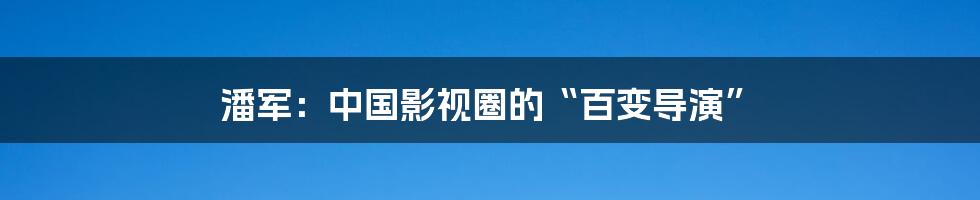 潘军：中国影视圈的“百变导演”