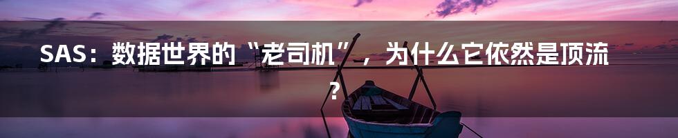 SAS：数据世界的“老司机”，为什么它依然是顶流？