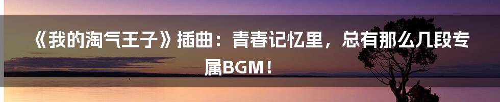 《我的淘气王子》插曲：青春记忆里，总有那么几段专属BGM！