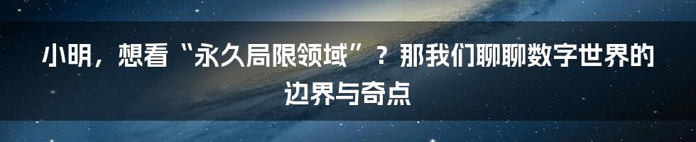 小明，想看“永久局限领域”？那我们聊聊数字世界的边界与奇点