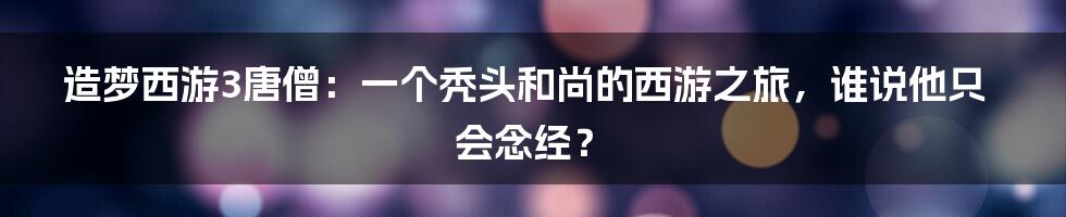 造梦西游3唐僧：一个秃头和尚的西游之旅，谁说他只会念经？