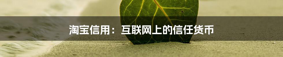 淘宝信用：互联网上的信任货币
