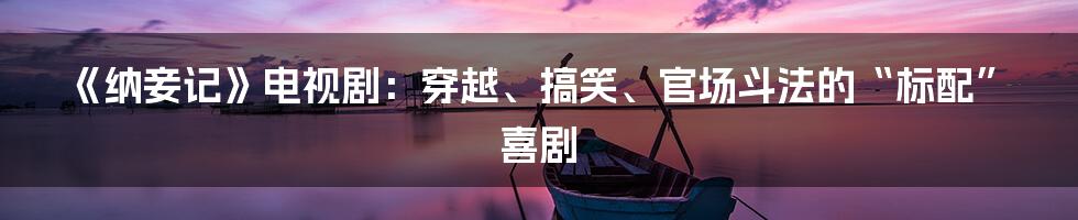 《纳妾记》电视剧:穿越、搞笑、官场斗法的“标配”喜剧
