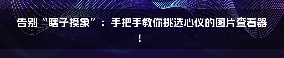 告别“瞎子摸象”:手把手教你挑选心仪的图片查看器!