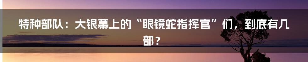 特种部队：大银幕上的“眼镜蛇指挥官”们，到底有几部？