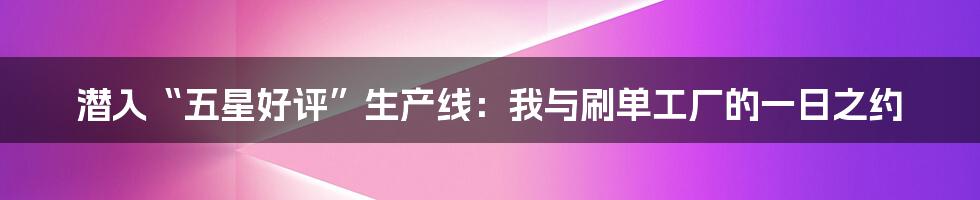 潜入“五星好评”生产线：我与刷单工厂的一日之约