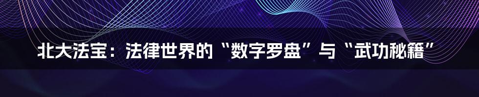 北大法宝：法律世界的“数字罗盘”与“武功秘籍”