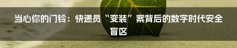 当心你的门铃：快递员“变装”案背后的数字时代安全盲区