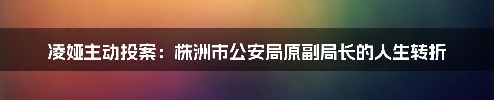 凌娅主动投案：株洲市公安局原副局长的人生转折