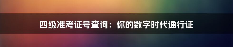 四级准考证号查询：你的数字时代通行证