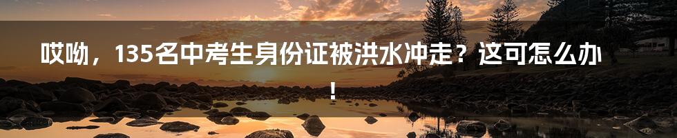 哎呦,135名中考生身份证被洪水冲走?这可怎么办!