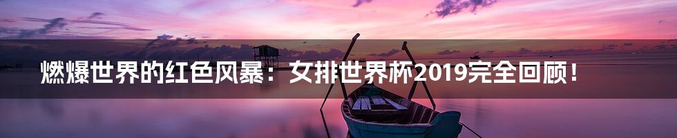 燃爆世界的红色风暴：女排世界杯2019完全回顾！