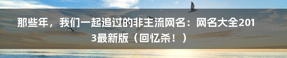 那些年，我们一起追过的非主流网名：网名大全2013最新版（回忆杀！）