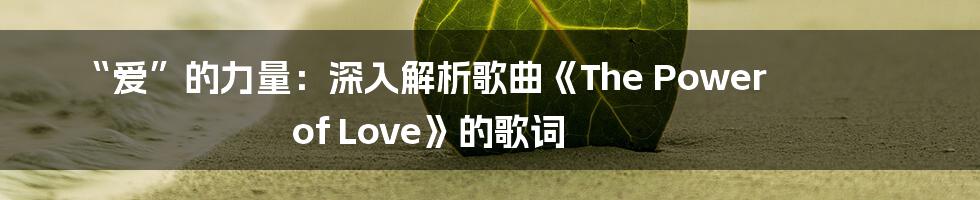 “爱”的力量:深入解析歌曲《The Power of Love》的歌词