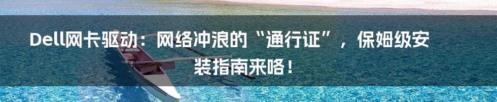 Dell网卡驱动：网络冲浪的“通行证”，保姆级安装指南来咯！