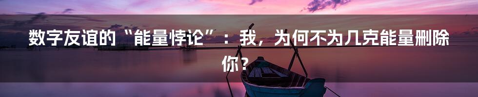 数字友谊的“能量悖论”：我，为何不为几克能量删除你？