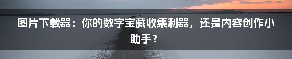 图片下载器：你的数字宝藏收集利器，还是内容创作小助手？