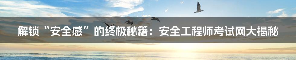 解锁“安全感”的终极秘籍:安全工程师考试网大揭秘