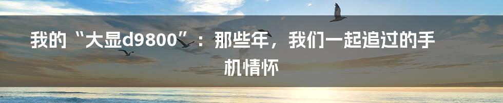 我的“大显d9800”：那些年，我们一起追过的手机情怀