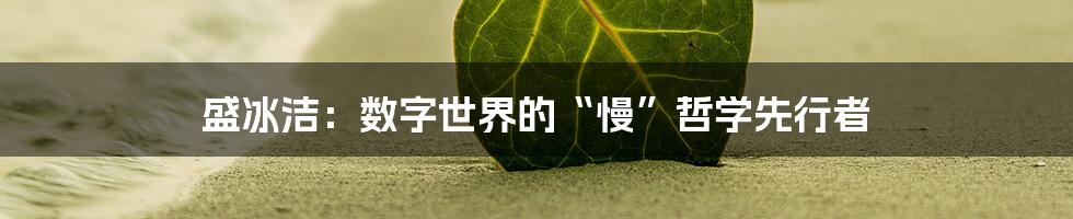 盛冰洁：数字世界的“慢”哲学先行者