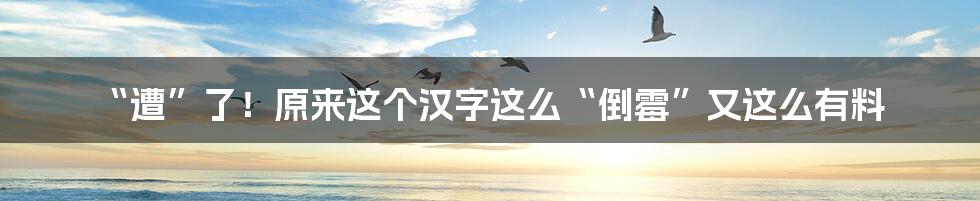 “遭”了!原来这个汉字这么“倒霉”又这么有料