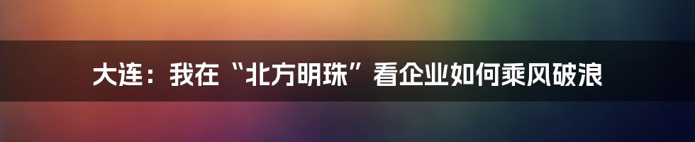 大连：我在“北方明珠”看企业如何乘风破浪