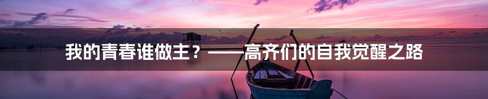 我的青春谁做主？——高齐们的自我觉醒之路