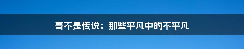 哥不是传说：那些平凡中的不平凡