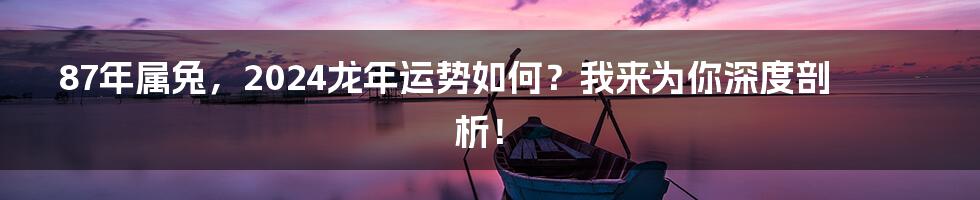 87年属兔，2024龙年运势如何？我来为你深度剖析！