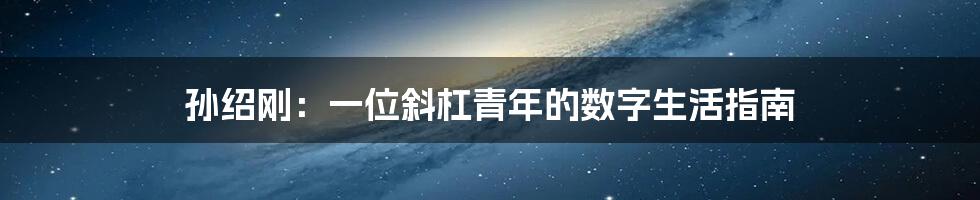 孙绍刚：一位斜杠青年的数字生活指南