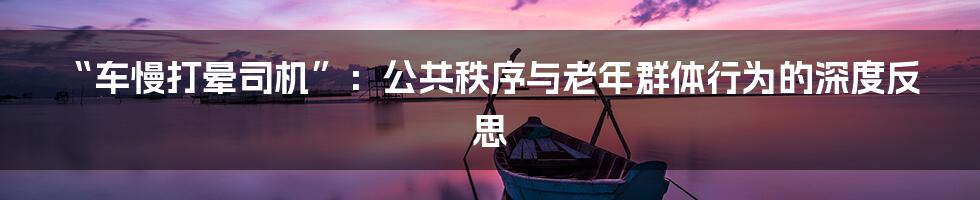 “车慢打晕司机”:公共秩序与老年群体行为的深度反思