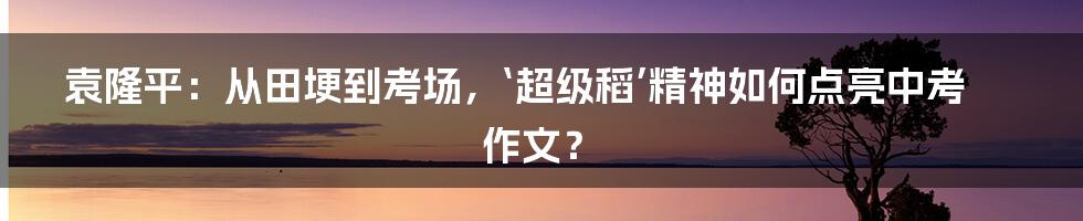 袁隆平:从田埂到考场,‘超级稻’精神如何点亮中考作文?
