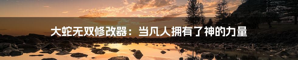 大蛇无双修改器：当凡人拥有了神的力量