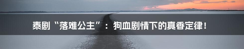 泰剧“落难公主”：狗血剧情下的真香定律！