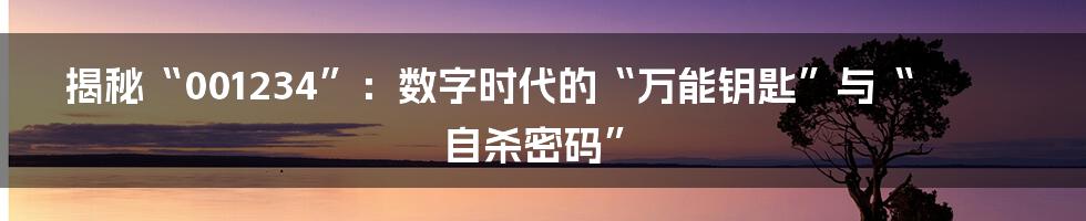 揭秘“001234”：数字时代的“万能钥匙”与“自杀密码”