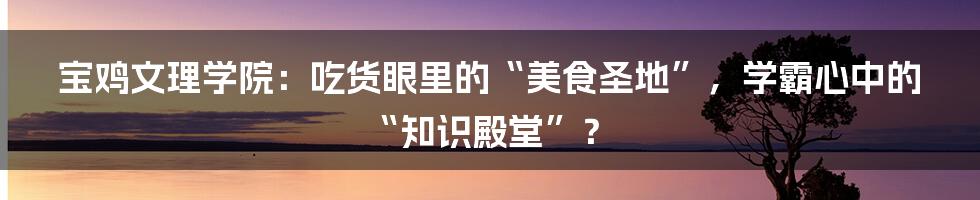 宝鸡文理学院：吃货眼里的“美食圣地”，学霸心中的“知识殿堂”？