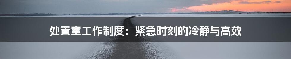 处置室工作制度：紧急时刻的冷静与高效
