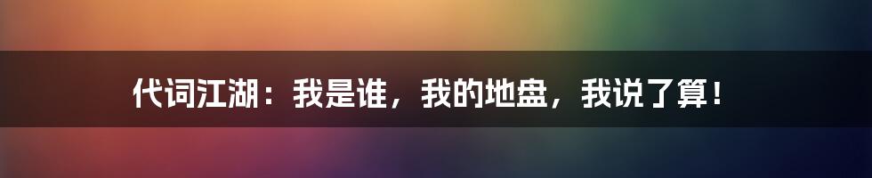 代词江湖:我是谁,我的地盘,我说了算!