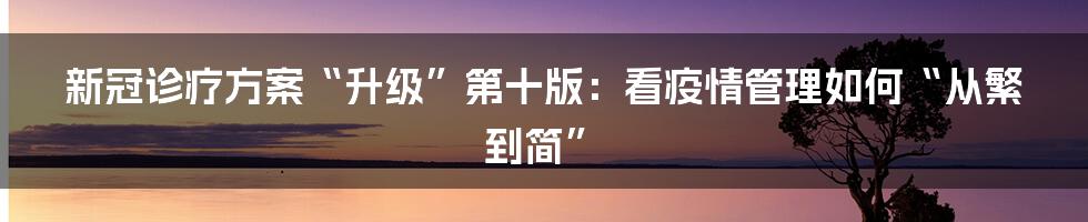 新冠诊疗方案“升级”第十版：看疫情管理如何“从繁到简”