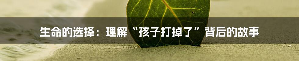 生命的选择：理解“孩子打掉了”背后的故事