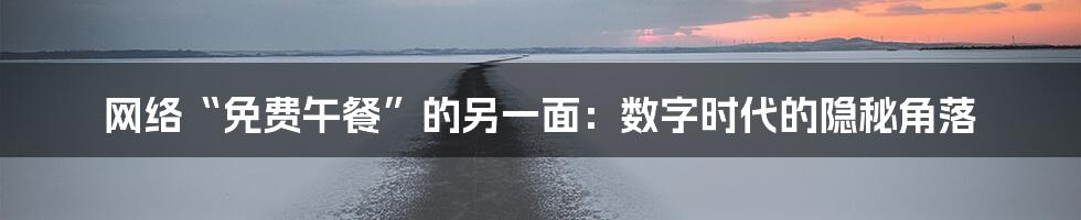 网络“免费午餐”的另一面：数字时代的隐秘角落