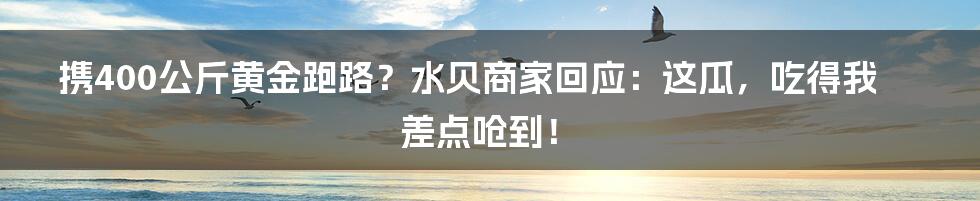 携400公斤黄金跑路？水贝商家回应：这瓜，吃得我差点呛到！