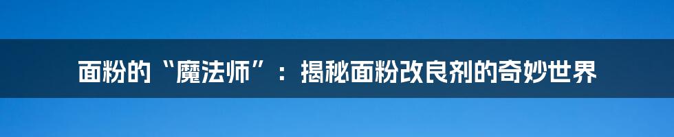面粉的“魔法师”：揭秘面粉改良剂的奇妙世界