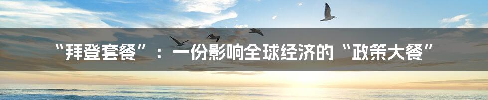 “拜登套餐”:一份影响全球经济的“政策大餐”
