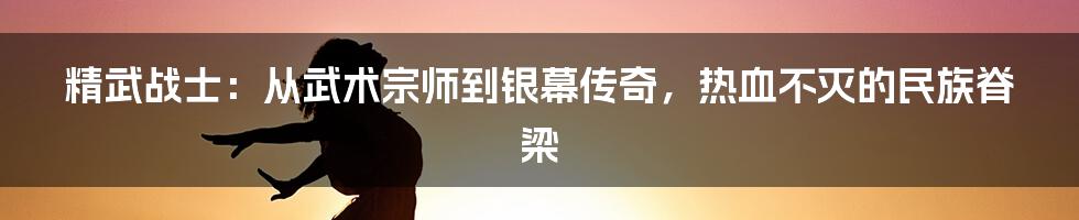 精武战士：从武术宗师到银幕传奇，热血不灭的民族脊梁
